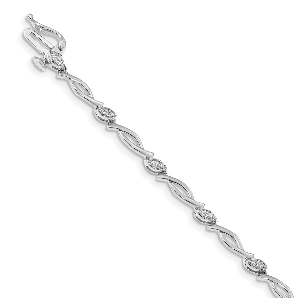 14k White Gold Complete 1/8 carat Diamond Fancy Link 7.5 inch Bracelet (BM4606-013-WA)