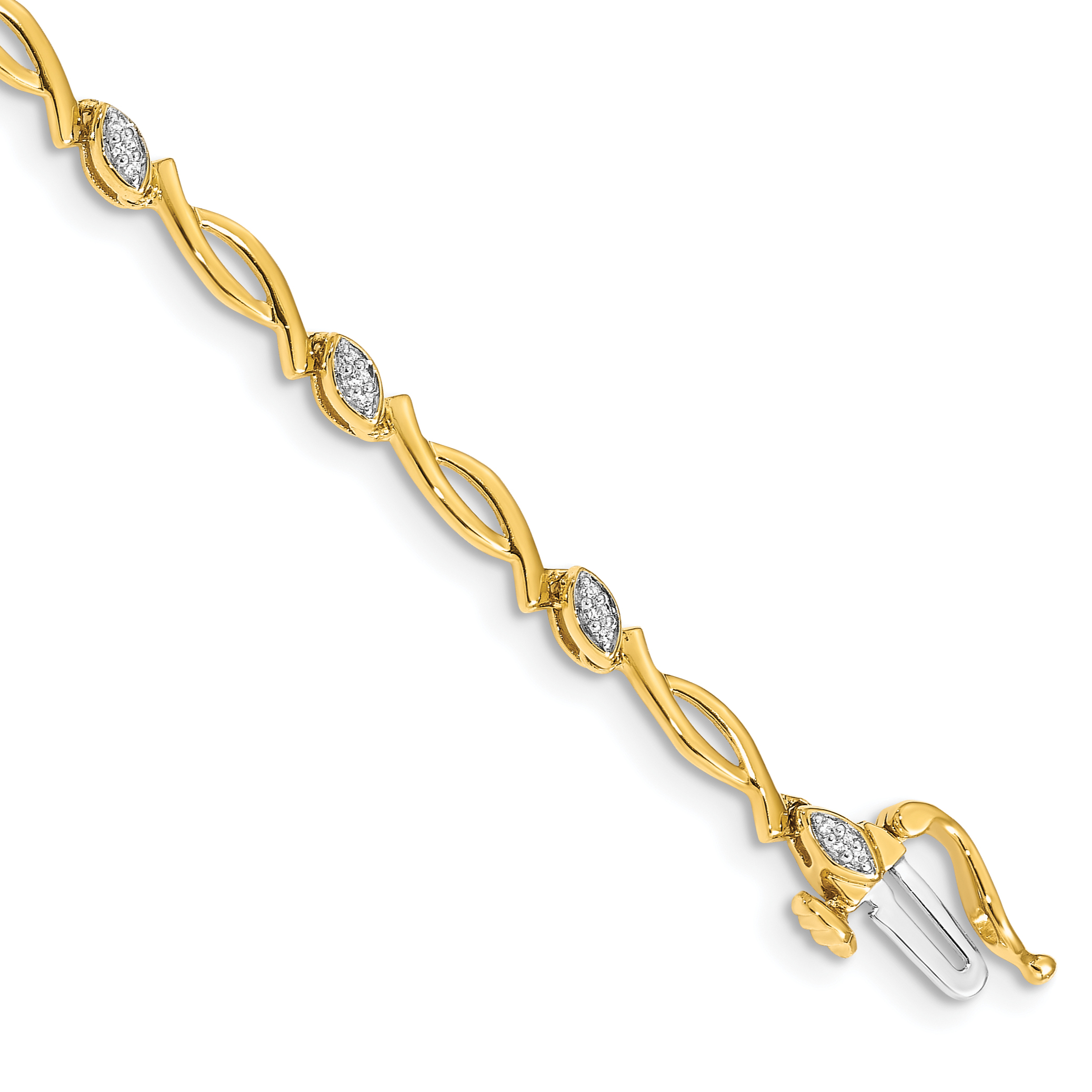 14k Complete 1/8 carat Diamond Fancy Link 7.5 inch Bracelet (BM4606-013-YA)