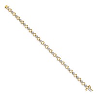 14K Yellow Gold 1 Carat Lab Grown Diamond VS SI+ G+ Complete Heart Link Bracelet, 7.5" view 2
