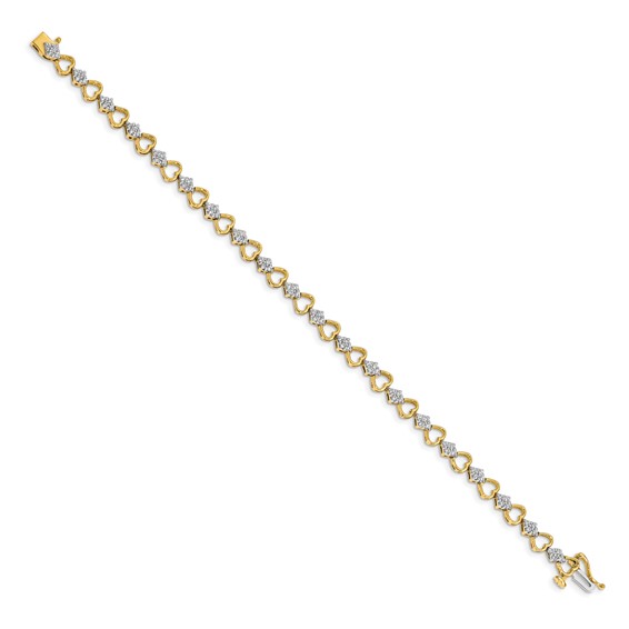Gold Diamond Heart Link Bracelet