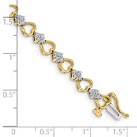14K Yellow Gold 1 Carat Lab Grown Diamond VS SI+ G+ Complete Heart Link Bracelet, 7.5" view 3