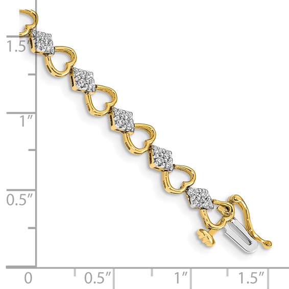 Gold Diamond Heart Link Bracelet