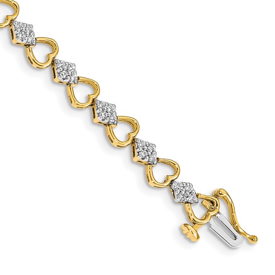 Gold Diamond Heart Link Bracelet