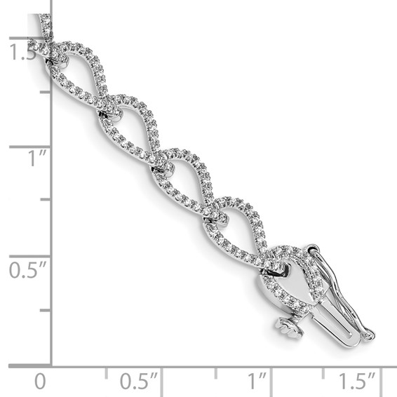 14k White Gold Complete 1 carat Diamond Fancy Link 7 inch Bracelet