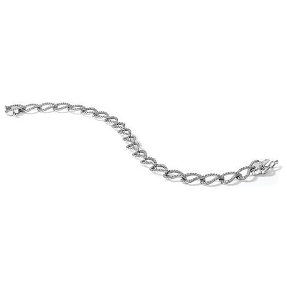 14k White Gold Complete 1 carat Diamond Fancy Link 7 inch Bracelet