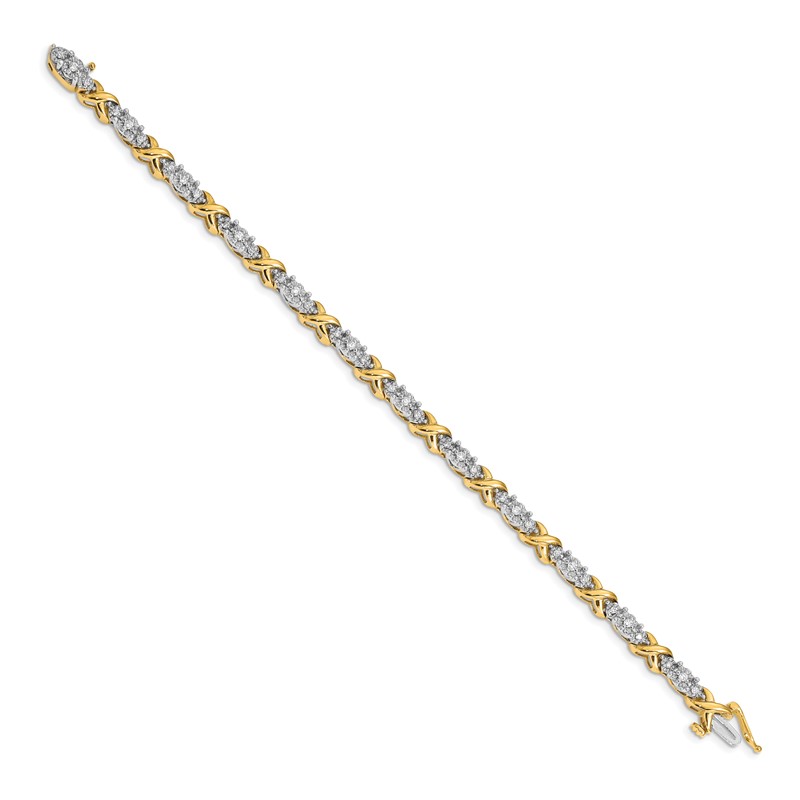 14k Two-Tone 1/2 carat Lab Grown Diamond VS/SI+ G+ 7 inch X Fancy Bracelet