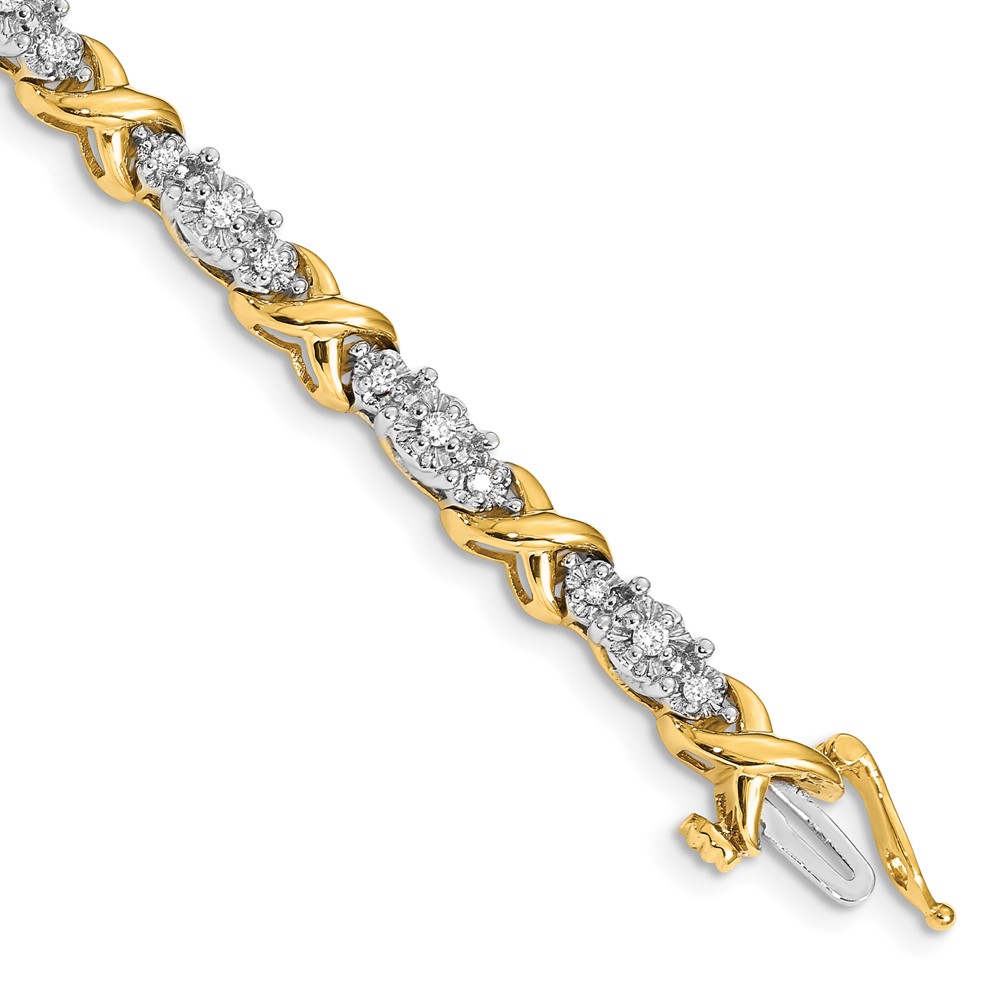 14K Two-Tone 0.50 Carat Lab Grown Diamond VS SI+ G+ Complete X Fancy Bracelet, 7"
