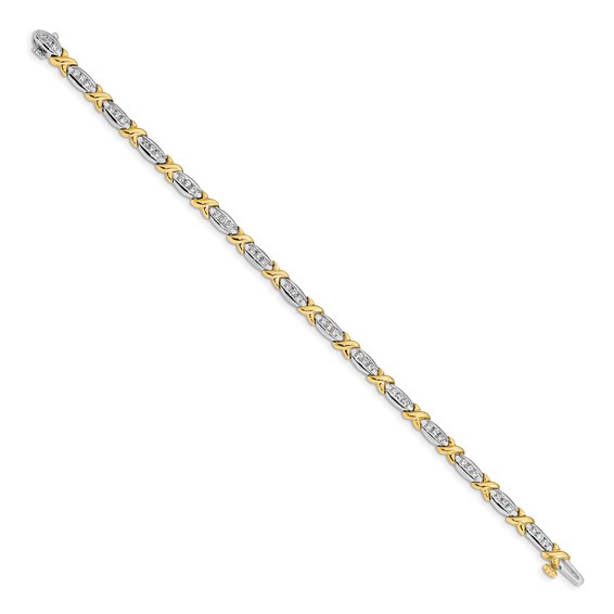 Gold Two-tone Fancy Diamond Tennis Bracelet