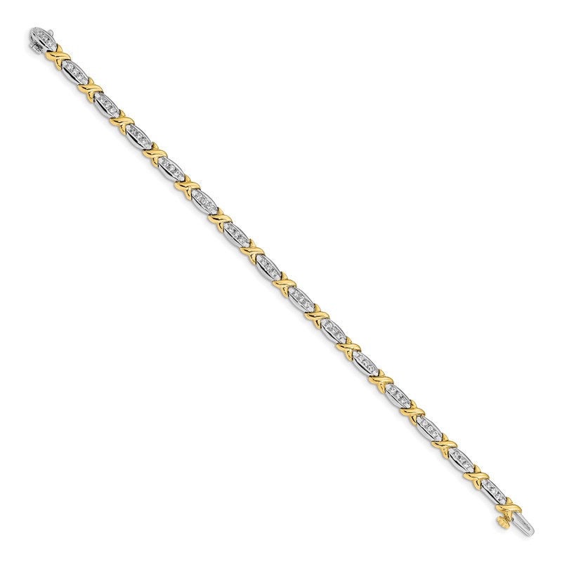 14k Two-Tone 1 carat Lab Grown Diamond VS/SI+ G+ 6.5 inch Tennis Bracelet