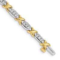 14K Two-Tone 1 Carat Lab Grown Diamond VS SI+ G+ Complete Tennis Bracelet, 6.5" view 1