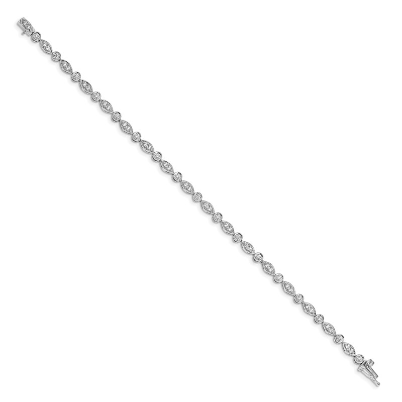 14k White Gold 3/4 carat Lab Grown Diamond VS/SI+ G+ 7 inch Fancy Bracelet