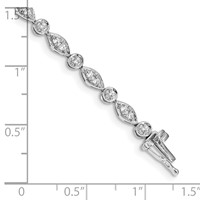 14K White Gold 0.75 Carat Lab Grown Diamond VS SI+ G+ Complete Fancy Bracelet, 7" view 3