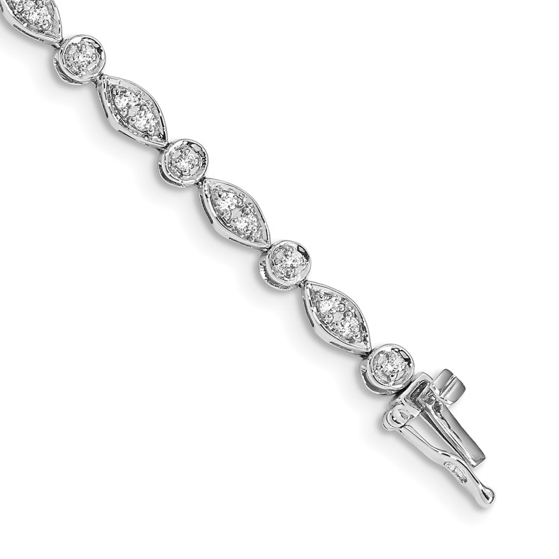 14k White Gold 3/4 carat Lab Grown Diamond VS/SI+ G+ 7 inch Fancy Bracelet