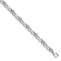 14K White Gold 1 Carat Lab Grown Diamond VS SI+ G+ Complete Flower Infinity Bracelet, 7" view 1