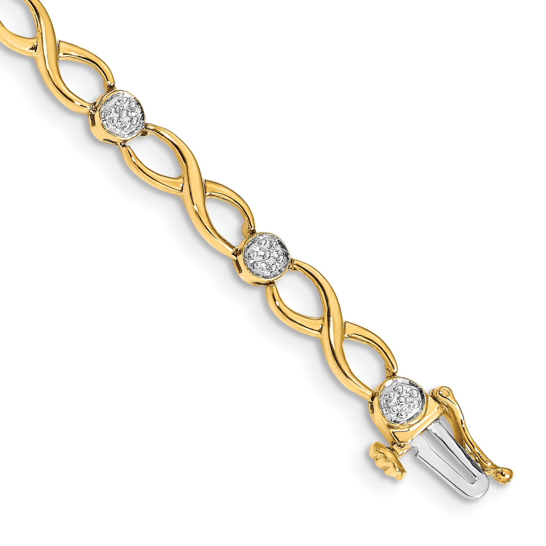 14k Complete 1/8 carat Diamond Infinity Link 7 inch Bracelet (BM4631-013-YA)