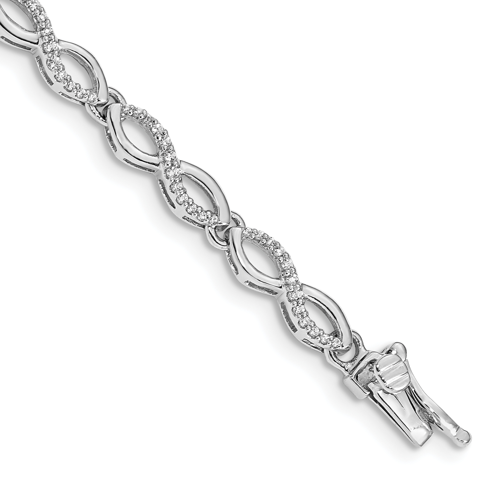 14k White Gold Complete 1/2 carat Diamond Infinity Link 7 inch Bracelet (BM4634-050-WA)