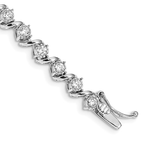 14K White Gold 2 Carat Lab Grown Diamond VS SI+ G+ Complete Fancy Tennis Bracelet, 7.25"