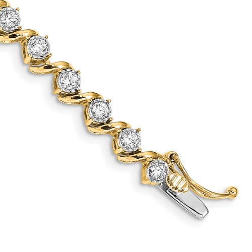 14K Yellow Gold 2 Carat Lab Grown Diamond VS SI+ G+ Complete Fancy Tennis Bracelet, 7.25"
