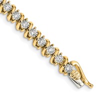 14K Yellow Gold 0.88 Carat Lab Grown Diamond VS SI+ G+ Complete Fancy Tennis Bracelet, 7.5" view 1