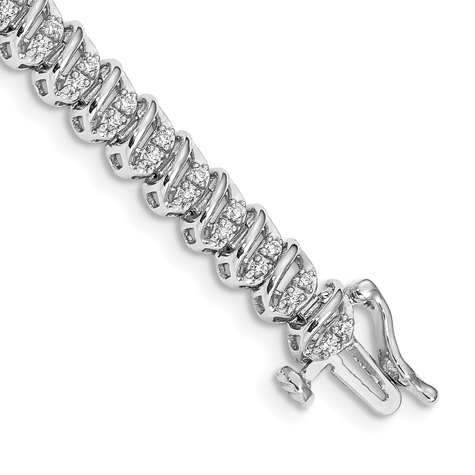 14k White Gold Complete 1 carat Diamond 7 inch Tennis Bracelet (BM4645-100-WA)