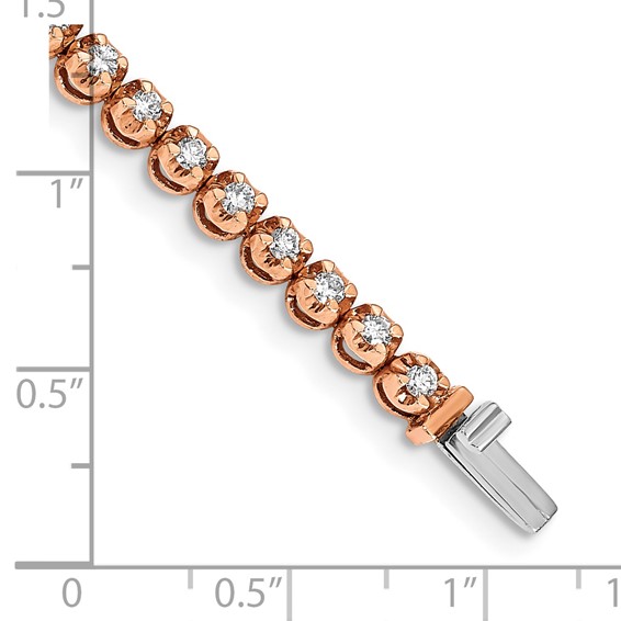 14k Rose Gold Complete 2 carat Round Diamond 7 inch Tennis Bracelet