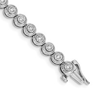 14K White Gold 1 Carat Lab Grown Diamond VS SI+ G+ Complete Circle Link Bracelet, 7" view 1