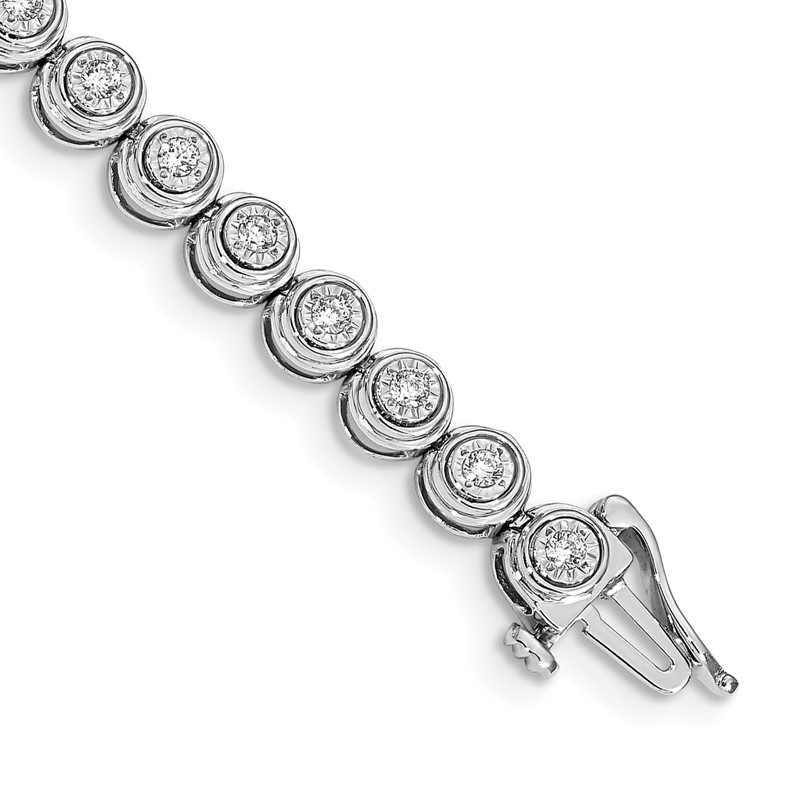 14k White Gold 1 carat Lab Grown Diamond VS/SI+ G+ 7 inch Circle Link Bracelet