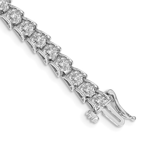 14K White Gold 0.62 Carat Lab Grown Diamond VS SI+ G+ Complete Fancy Bracelet, 7.5"