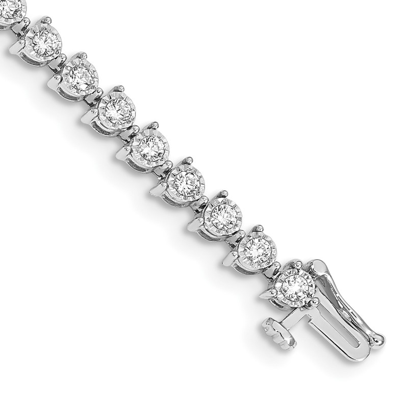 14k White Gold  2 carat Lab Grown Diamond VS/SI+ G+ 7.25 inch Fancy Tennis Bracelet