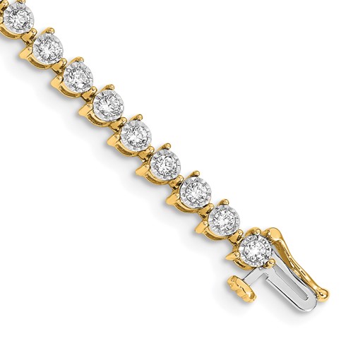 14K Yellow Gold 2 Carat Lab Grown Diamond VS SI+ G+ Complete Fancy Tennis Bracelet, 7.25"