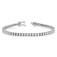 14K White Gold 1 Carat Lab Grown Diamond VS SI+ G+ Complete Illusion Setting Bracelet, 7" view 4