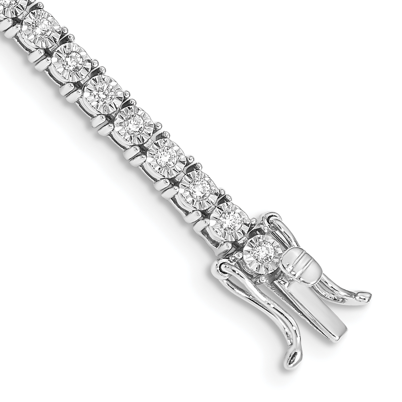 14k White Gold Complete 1 carat Diamond Illusion Setting 7 inch Tennis Bracelet (BM4665-100-WA)