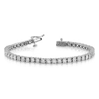 14K White Gold 2 Carat Lab Grown Diamond VS SI+ G+ Complete Illusion Setting Bracelet, 7" view 4