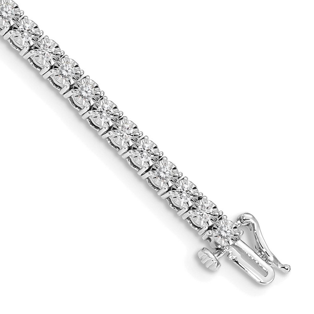14k White Gold 2 carat Lab Grown Diamond VS/SI+ G+ 7 inch Illusion Setting Bracelet (BM4669-200-WLG)