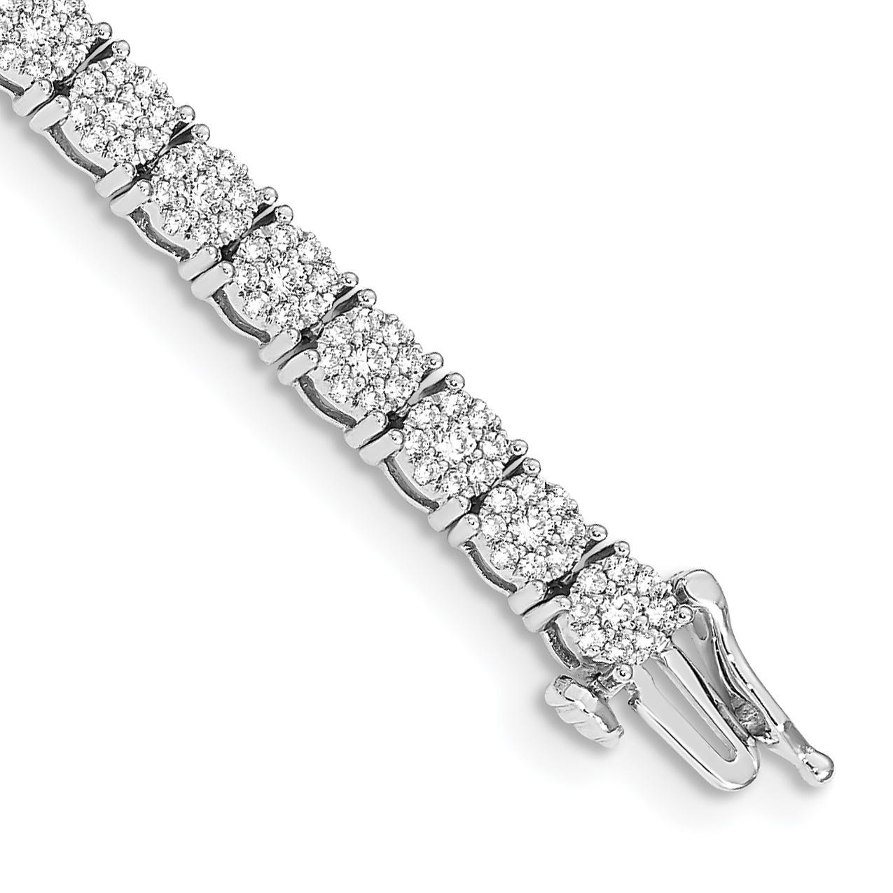 14k White Gold Complete 3 carat Diamond Cluster Setting 7 inch Tennis Bracelet (BM4670-300-WA)
