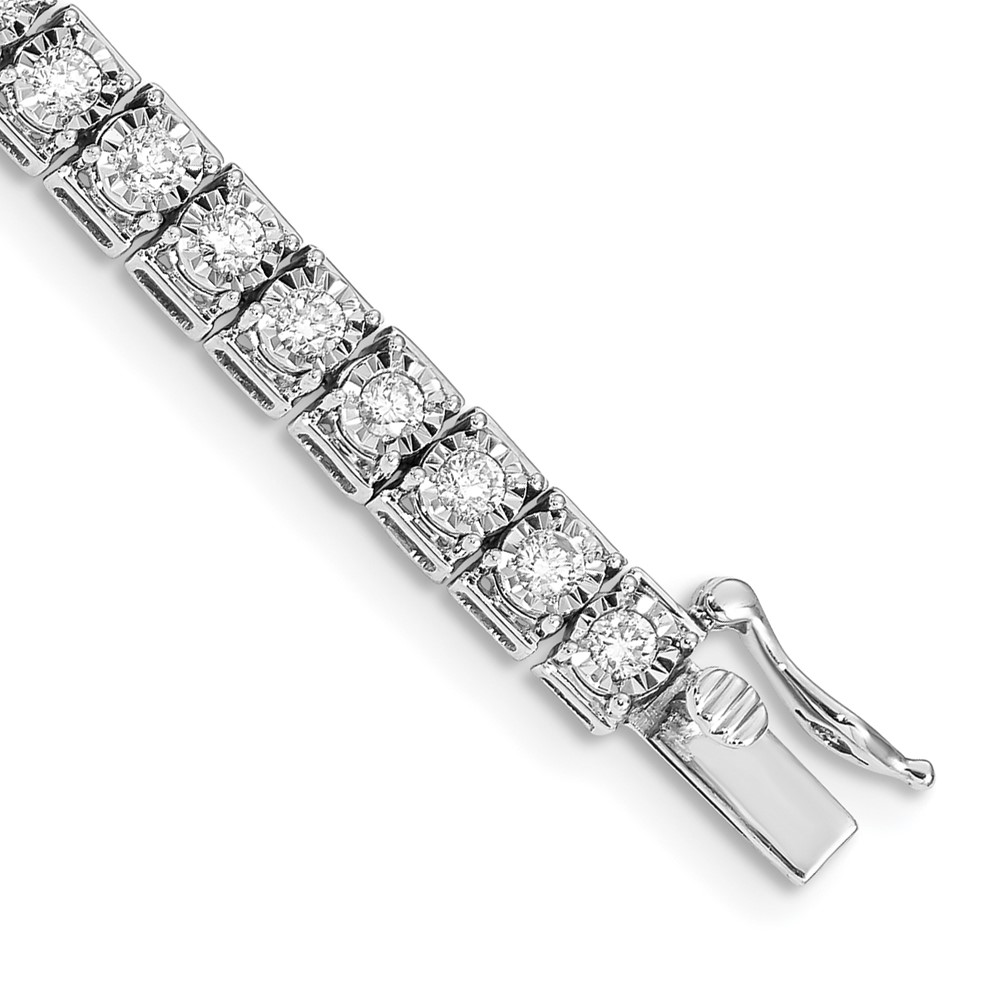 14k White Gold Complete 3 carat Diamond Illusion Setting 7.25 inch Tennis Bracelet (BM4672-300-WA)