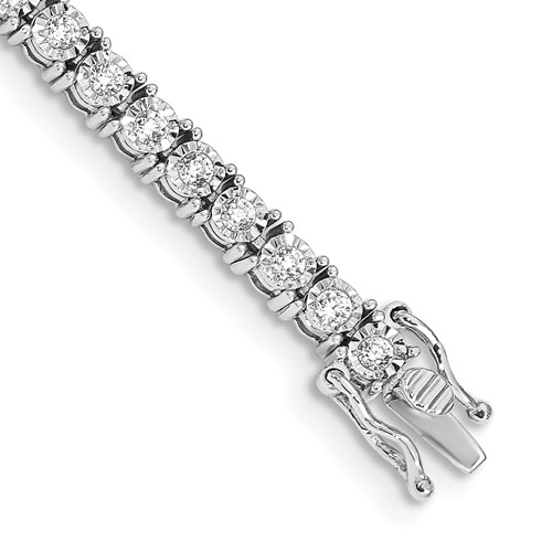 14K White Gold 2 Carat Lab Grown Diamond VS SI+ G+ Complete Illusion Setting Bracelet, 7.5"