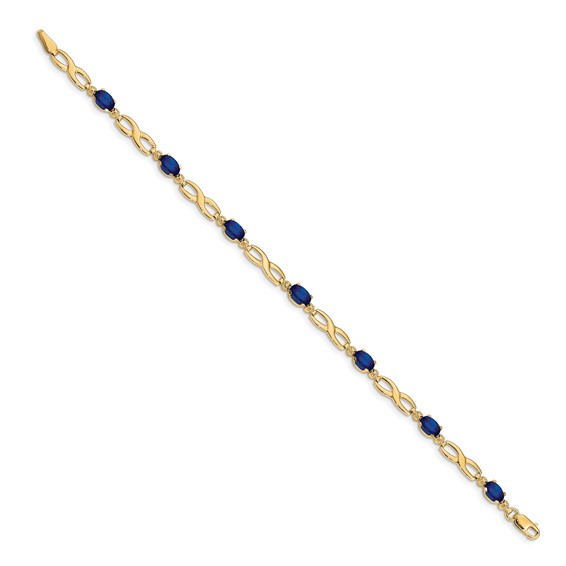 14k Yellow Gold Infinity Diamond and Sapphire Bracelet
