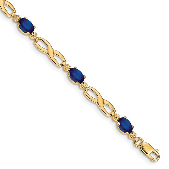 14k Yellow Gold Infinity Diamond and Sapphire Bracelet