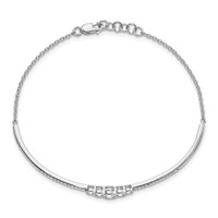14K White Gold 0.50 Carat Lab Grown Diamond VS SI+ G+ Complete Bezel Set Bar Flexible Bangle Bracelet view 2