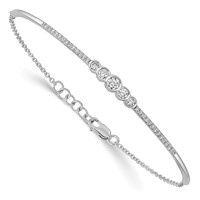 14K White Gold 0.50 Carat Lab Grown Diamond VS SI+ G+ Complete Bezel Set Bar Flexible Bangle Bracelet view 1
