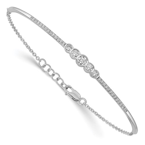 14K White Gold 0.50 Carat Lab Grown Diamond VS SI+ G+ Complete Bezel Set Bar Flexible Bangle Bracelet