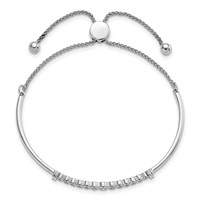 14K White Gold 0.20 Carat Lab Grown Diamond VS SI+ G+ Complete Adjustable Bolo Bracelet view 2