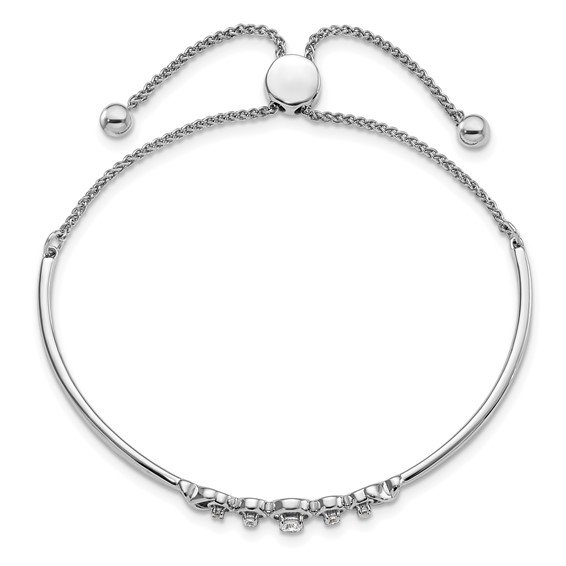 14k White Gold 1/6 carat Lab Grown Diamond VS/SI+ G+ Complete Adjustable Bolo Bracelet