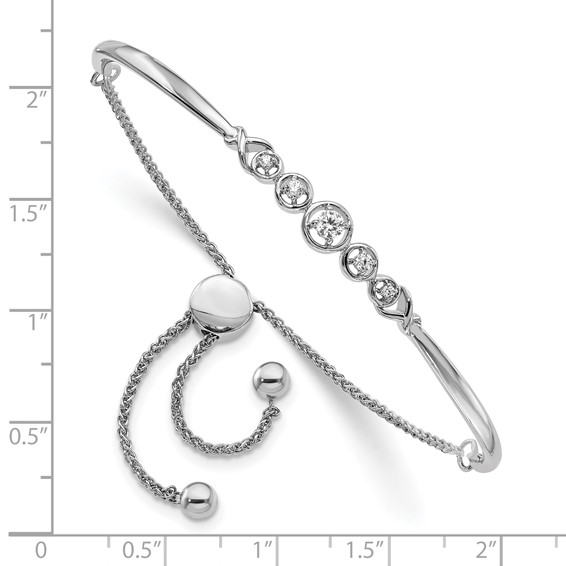 14k White Gold 1/6 carat Lab Grown Diamond VS/SI+ G+ Complete Adjustable Bolo Bracelet