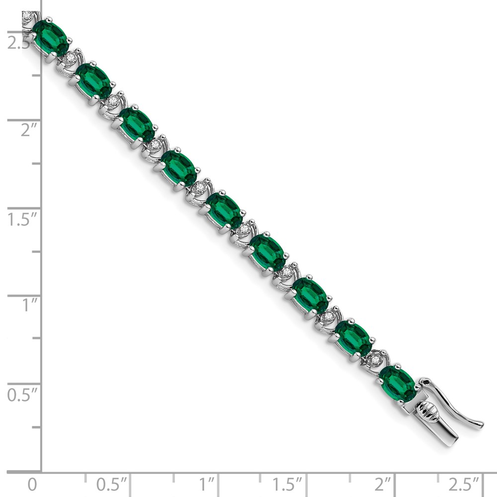 14k White Gold Complete Oval Lab Created Emerald and Diamond 7 inch Bracelet (BM7147-EM-010-WA)