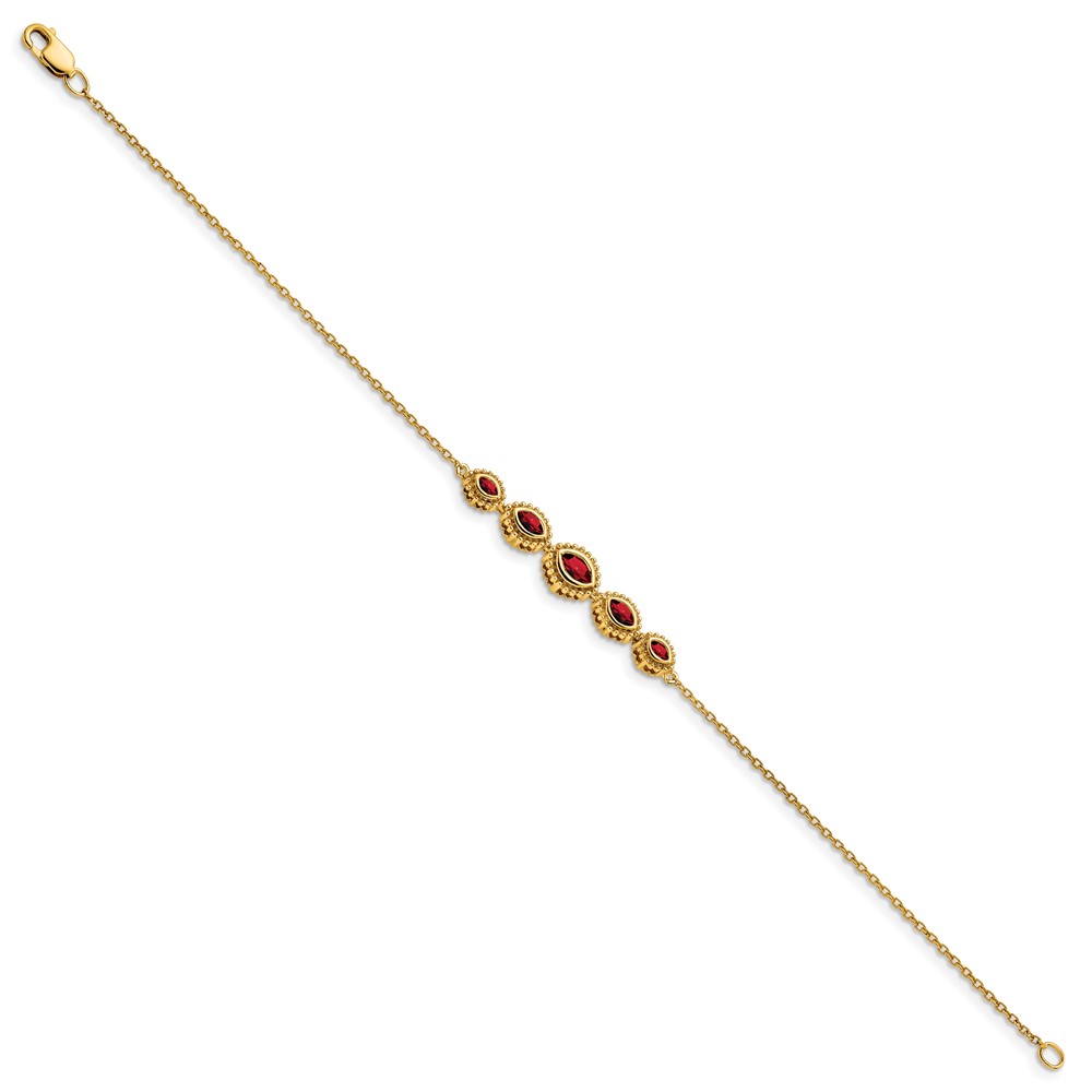 14k Complete 5-Stone Bezel-set Marquise Garnet and Chain 7 inch Bracelet (BM7200-GA-Y)