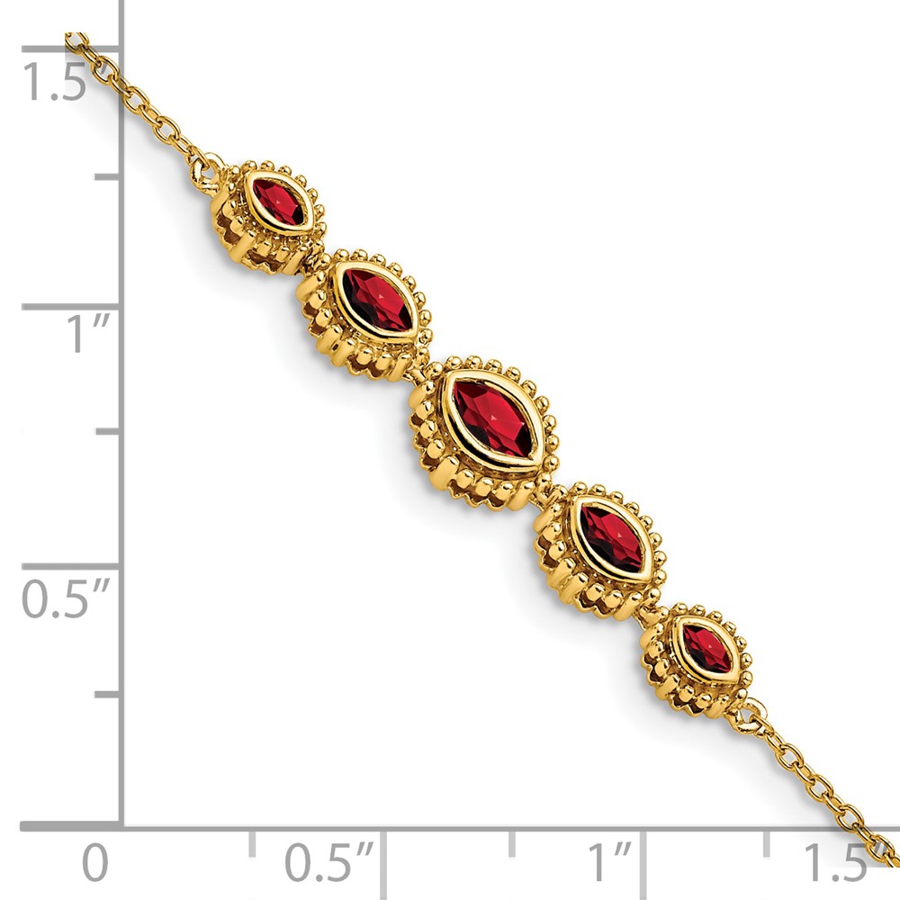 14k Complete 5-Stone Bezel-set Marquise Garnet and Chain 7 inch Bracelet (BM7200-GA-Y)