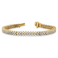 14K Yellow Gold 5 Carat Lab Grown Diamond VS+ F+ Complete Tennis Bracelet view 5