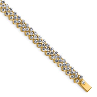 Gold Lab Grown Diamond 3-Row Round Tennis Bracelets